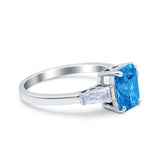 Art Deco Wedding Ring Emerald Cut Simulated Cubic Zirconia 925 Sterling Silver