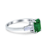 Art Deco Wedding Ring Emerald Cut Simulated Cubic Zirconia 925 Sterling Silver