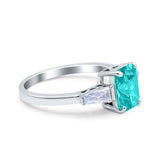 Art Deco Wedding Ring Emerald Cut Simulated Cubic Zirconia 925 Sterling Silver