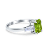 Art Deco Wedding Ring Emerald Cut Simulated Cubic Zirconia 925 Sterling Silver
