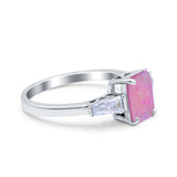 Art Deco Wedding Ring Emerald Cut Simulated Cubic Zirconia 925 Sterling Silver