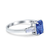 Art Deco Wedding Ring Emerald Cut Simulated Cubic Zirconia 925 Sterling Silver