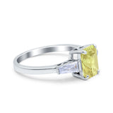 Art Deco Wedding Ring Emerald Cut Simulated Cubic Zirconia 925 Sterling Silver