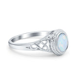 Art Deco Wedding Cubic Zirconia Ring Solitaire Lab Created Opal 925 Sterling Silver