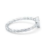 Triangle Lab White Opal Braided Cable Solitaire Band Ring 925 Sterling Silver