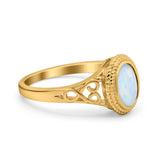 Solitaire Oval Lab Created Opal Wedding Ring Cubic Zirconia 925 Sterling Silver