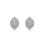 Art Deco Marquise Stud Earrings Simulated Cubic Zirconia 925 Sterling Silver