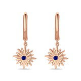 Starburst LeverBack Earrings Hoop Huggie Design Simulated Cubic Zirconia 925 Sterling Silver (40mm)