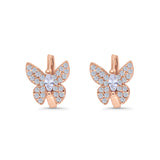 Butterfly Marquise Lever Back Earrings Hoop Huggie Design Simulated CZ 925 Sterling Silver (12mm)