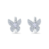 Butterfly Marquise Lever Back Earrings Hoop Huggie Design Simulated CZ 925 Sterling Silver (12mm)