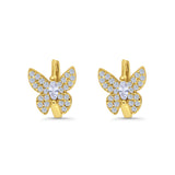 Butterfly Marquise Lever Back Earrings Hoop Huggie Design Simulated CZ 925 Sterling Silver (12mm)