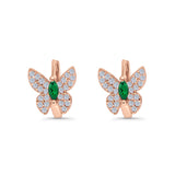 Butterfly Marquise Lever Back Earrings Hoop Huggie Design Simulated CZ 925 Sterling Silver (12mm)
