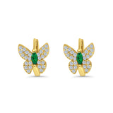 Butterfly Marquise Lever Back Earrings Hoop Huggie Design Simulated CZ 925 Sterling Silver (12mm)