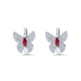 Butterfly Marquise Lever Back Earrings Hoop Huggie Design Simulated CZ 925 Sterling Silver (12mm)