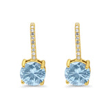 Round LeverBack Earrings Hoop Huggie Design Simulated Cubic Zirconia 925 Sterling  Silver (22mm)
