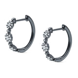 Halo Three Flower Hoop Earrings CZ 925 Sterling Silver