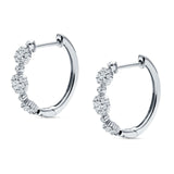 Halo Three Flower Hoop Earrings CZ 925 Sterling Silver