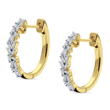 Baguette Cluster Huggie Hoop Earrings Cubic Zirconia 925 Sterling Silver