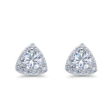 Stud Earrings Lab Created Opal Round Simulated CZ 925 Sterlig Silver(8mm)