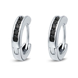 Eternity Huggie Hoop Earrings Channel Round Simulated CZ 925 Sterling Silver (16mm)