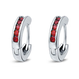Eternity Huggie Hoop Earrings Channel Round Simulated CZ 925 Sterling Silver (16mm)