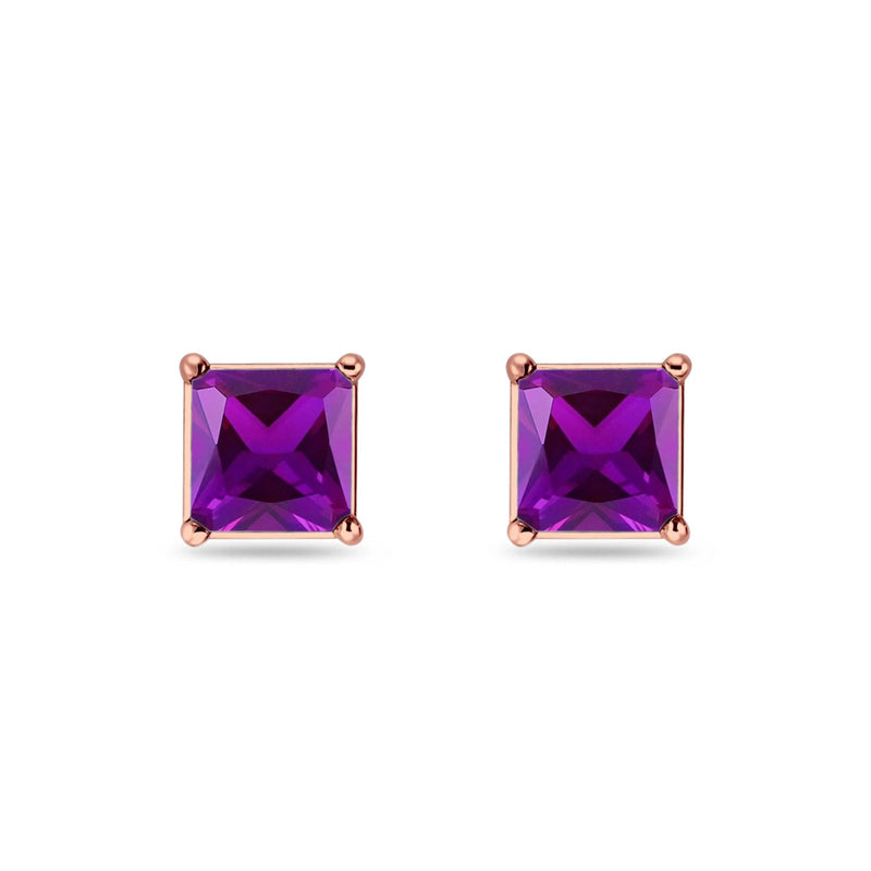 Solitaire Princess Cut Stud Earrings 925 Sterling Silver 3mm-9mm
