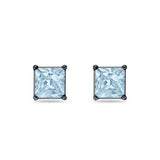 Solitaire Princess Cut Stud Earrings 925 Sterling Silver 3mm-9mm