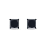 Solitaire Princess Cut Stud Earrings 925 Sterling Silver 3mm-9mm