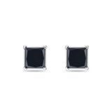 Solitaire Princess Cut Stud Earrings 925 Sterling Silver Size 3mm-9mm