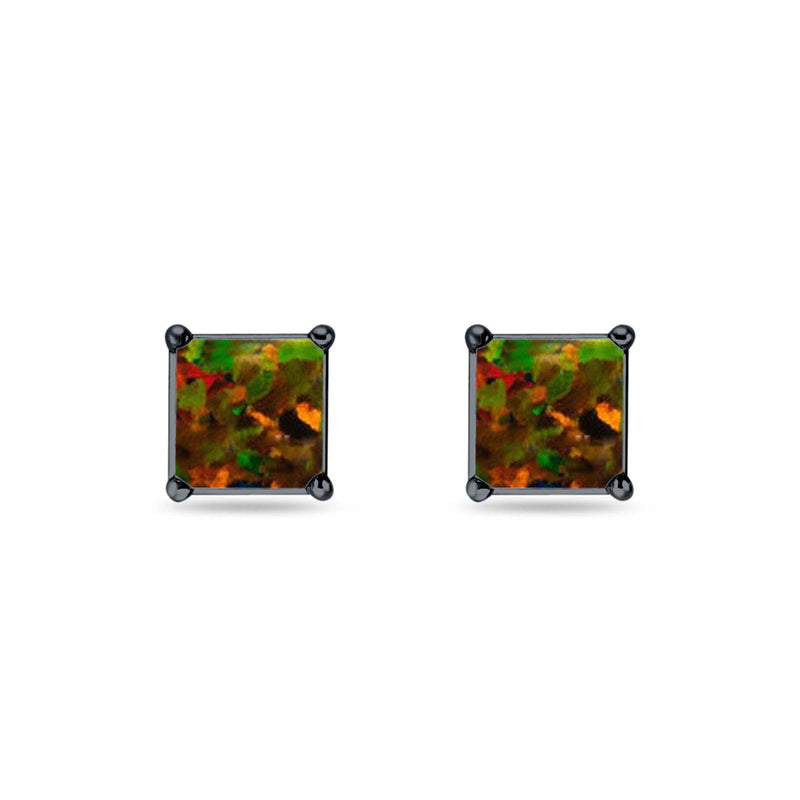 Solitaire Princess Cut Stud Earrings 925 Sterling Silver Size 3mm-9mm