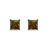 Solitaire Princess Cut Stud Earrings 925 Sterling Silver Size 3mm-9mm