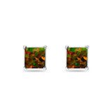 Solitaire Princess Cut Stud Earrings 925 Sterling Silver Size 3mm-9mm