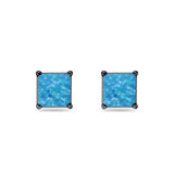 Solitaire Princess Cut Stud Earrings 925 Sterling Silver Size 3mm-9mm
