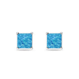 Solitaire Princess Cut Stud Earrings 925 Sterling Silver Size 3mm-9mm