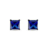 Solitaire Princess Cut Stud Earrings 925 Sterling Silver 3mm-9mm