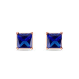 Solitaire Princess Cut Stud Earrings 925 Sterling Silver 3mm-9mm