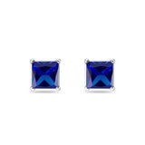 Solitaire Princess Cut Stud Earrings 925 Sterling Silver Size 3mm-9mm