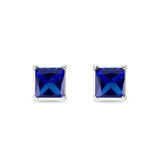 Solitaire Princess Cut Stud Earrings 925 Sterling Silver Size 3mm-9mm