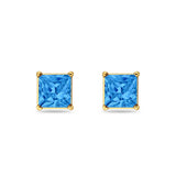 Solitaire Princess Cut Stud Earrings 925 Sterling Silver 3mm-9mm