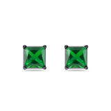 Solitaire Princess Cut Stud Earrings 925 Sterling Silver 3mm-9mm
