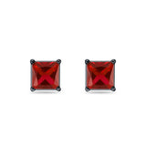 Solitaire Princess Cut Stud Earrings 925 Sterling Silver 3mm-9mm