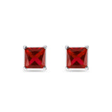 Solitaire Princess Cut Stud Earrings 925 Sterling Silver Size 3mm-9mm