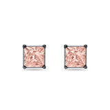 Solitaire Princess Cut Stud Earrings 925 Sterling Silver 3mm-9mm