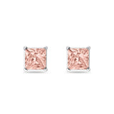 Solitaire Princess Cut Stud Earrings 925 Sterling Silver Size 3mm-9mm