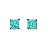 Solitaire Princess Cut Stud Earrings 925 Sterling Silver Size 3mm-9mm