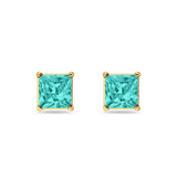 Solitaire Princess Cut Stud Earrings 925 Sterling Silver Size 3mm-9mm