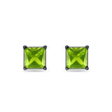 Solitaire Princess Cut Stud Earrings 925 Sterling Silver 3mm-9mm