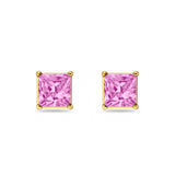 Solitaire Princess Cut Stud Earrings 925 Sterling Silver Size 3mm-9mm