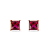 Solitaire Princess Cut Stud Earrings 925 Sterling Silver 3mm-9mm