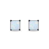 Solitaire Princess Cut Stud Earrings 925 Sterling Silver 3mm-9mm